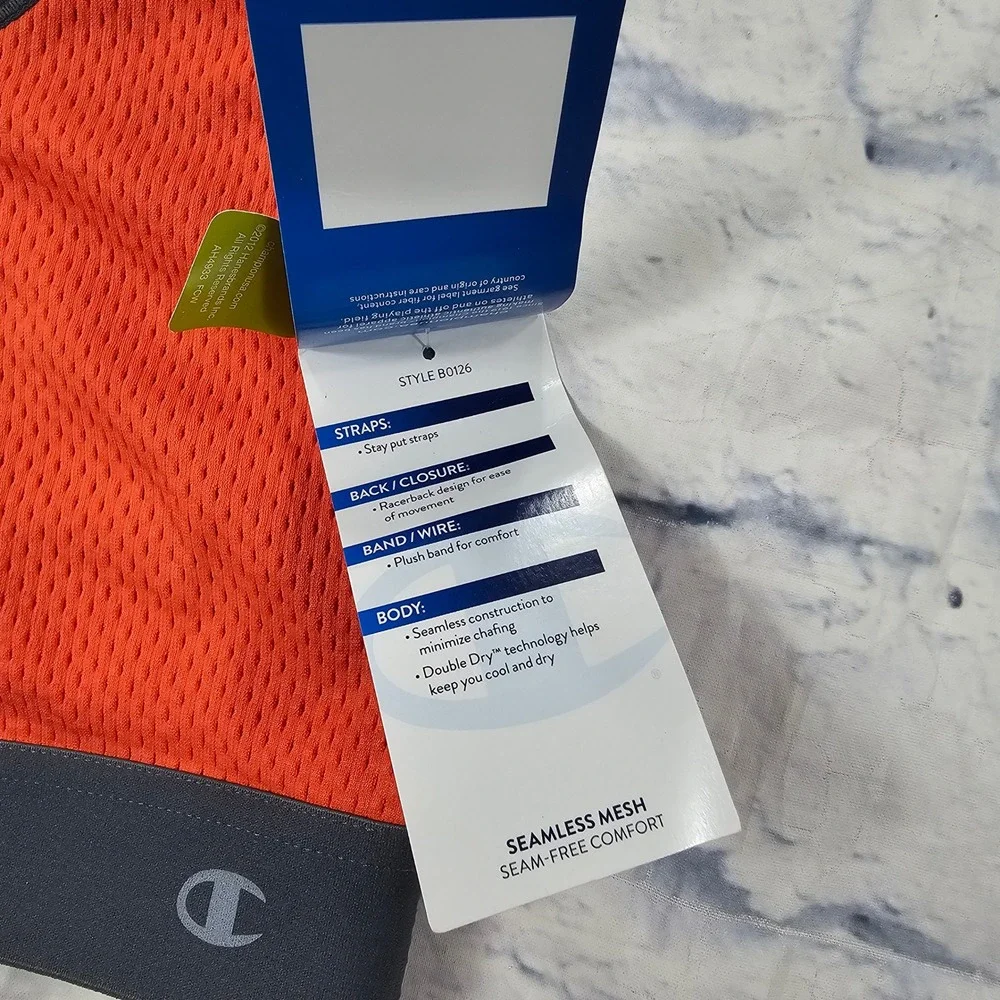 Champion Sports Bra Girls L Orange Seamless Mesh Medium Support B0126